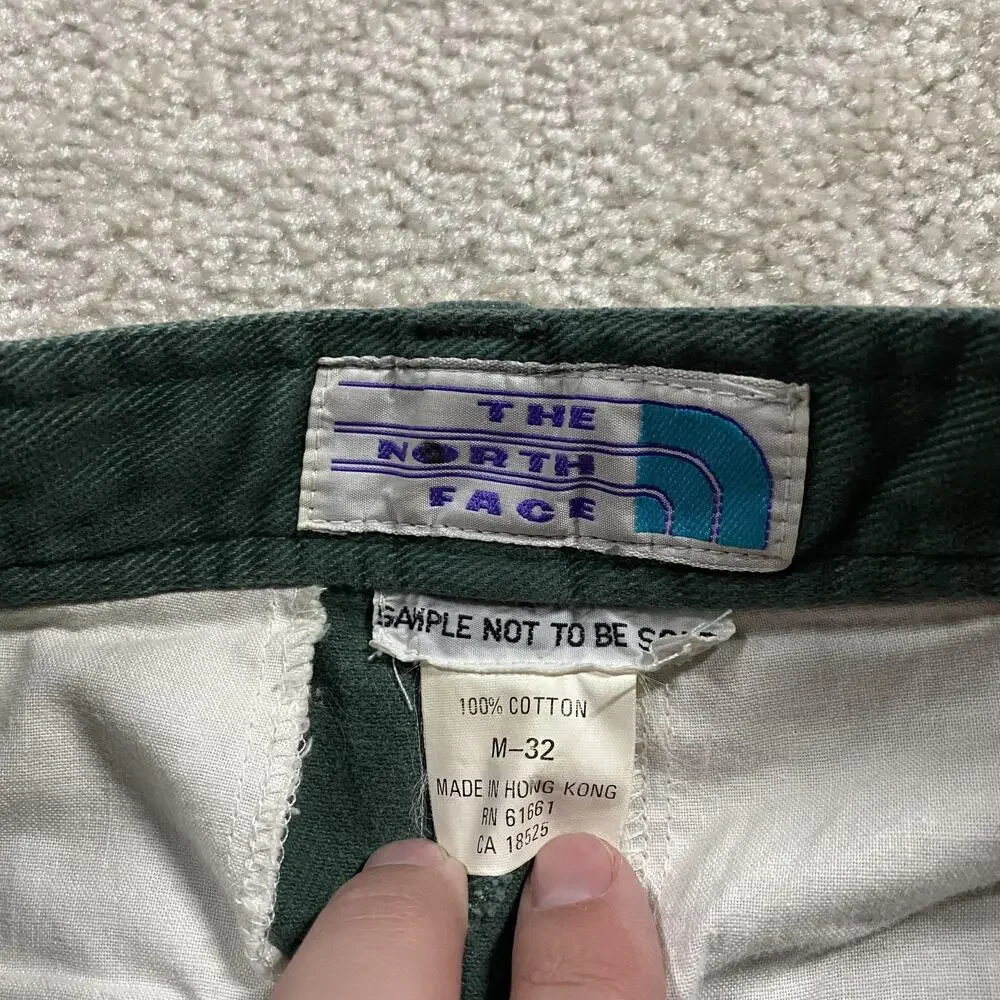 VTG 80s North Face Pants Mens 30x31* Green Cotton Canvas Twill Sample Tag